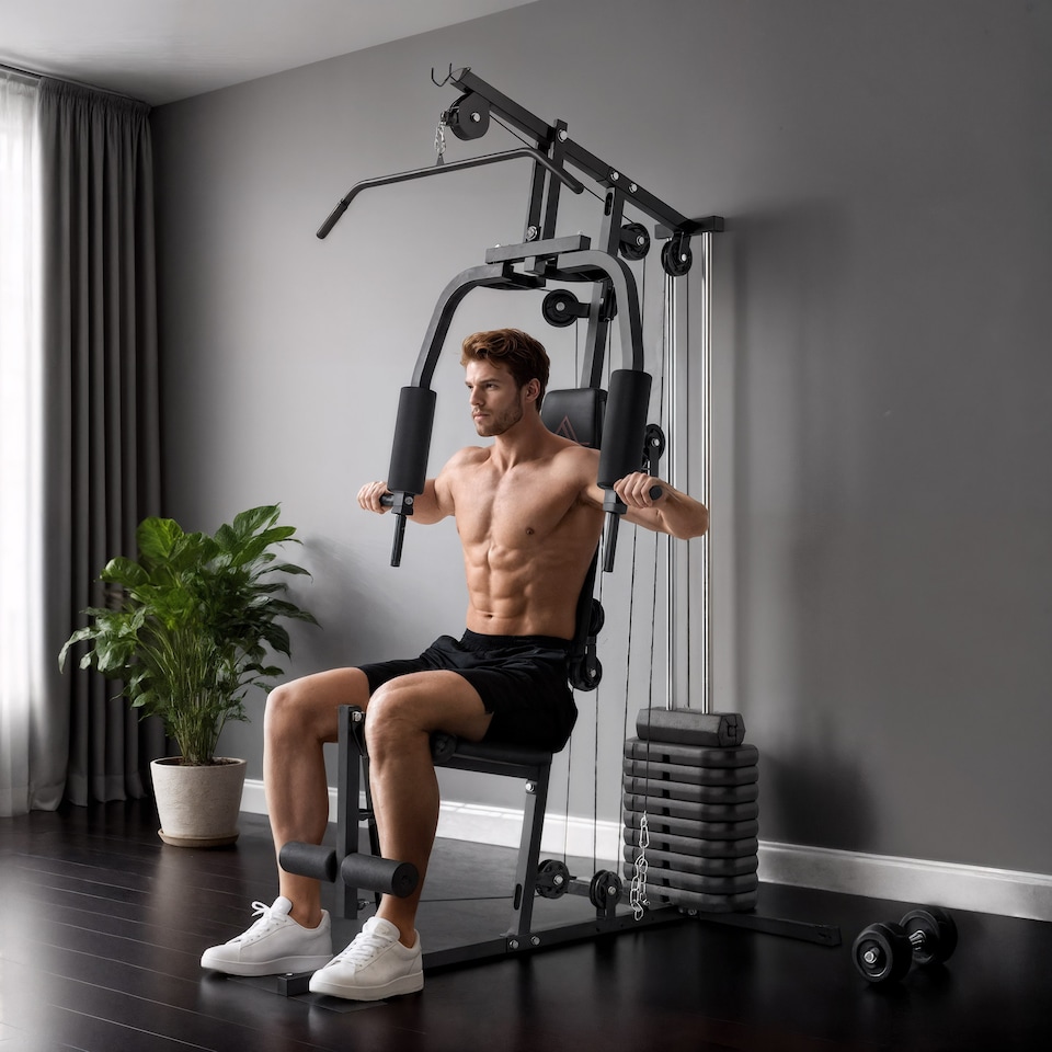 image 1 of HOMCOM Multifunction Home Gym Machine with 45kg Weights for Full Body Workout