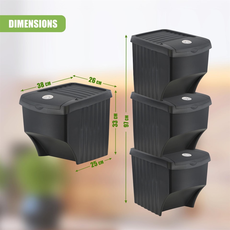 image 1 of GEEZY Durable Stackable Open Fronted Waste Bins with Lids Storage Container