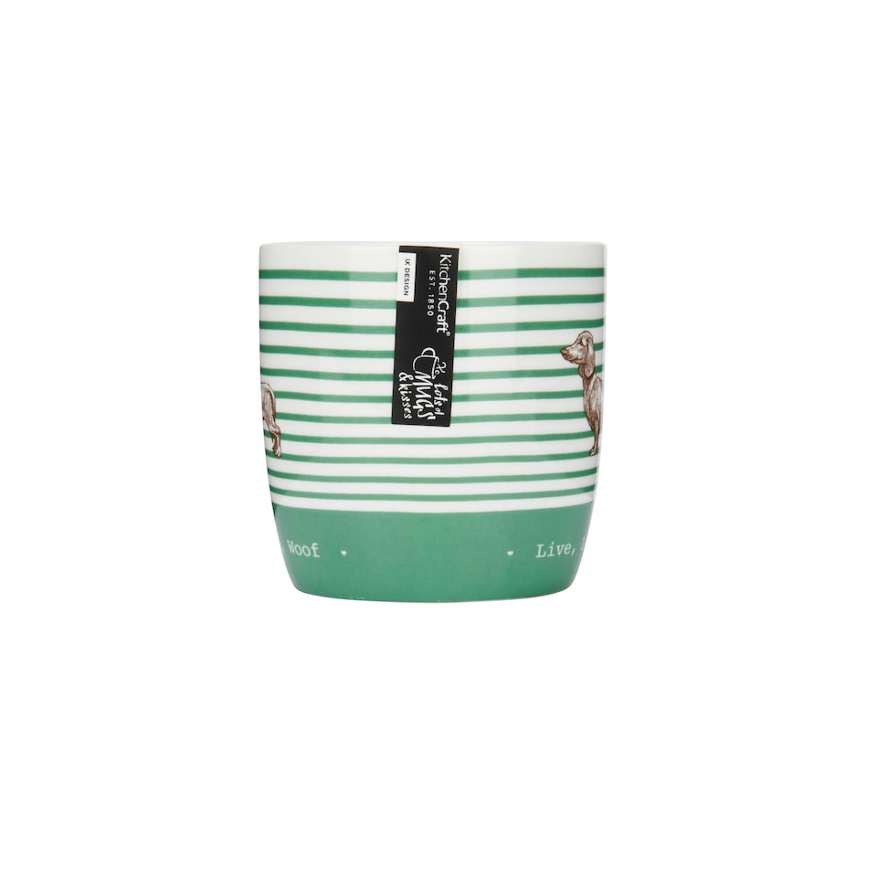 image 1 of KitchenCraft China 425ml Stripe Dog Barrel Shaped Mug Multi