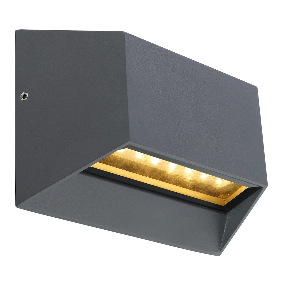 image 1 of Honna Outdoor Up Down Wall Lamp Anthracite IP54 Clear Glass Shade LED 3000K