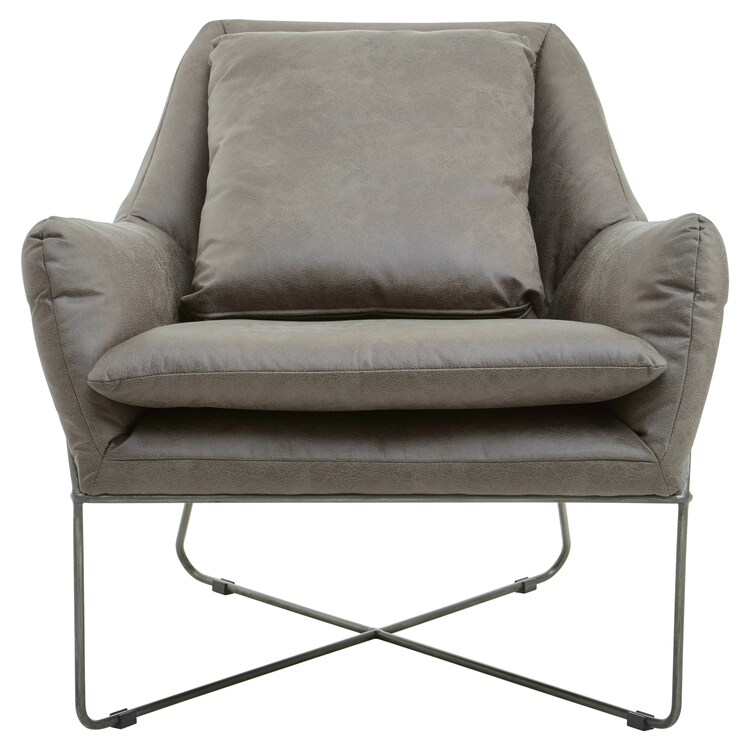 Interiors By Premier Stylish Grey Faux Leather Chair, Leather Upholstered Accent Chair For Reading, Mid-Century Design Armchair Grey