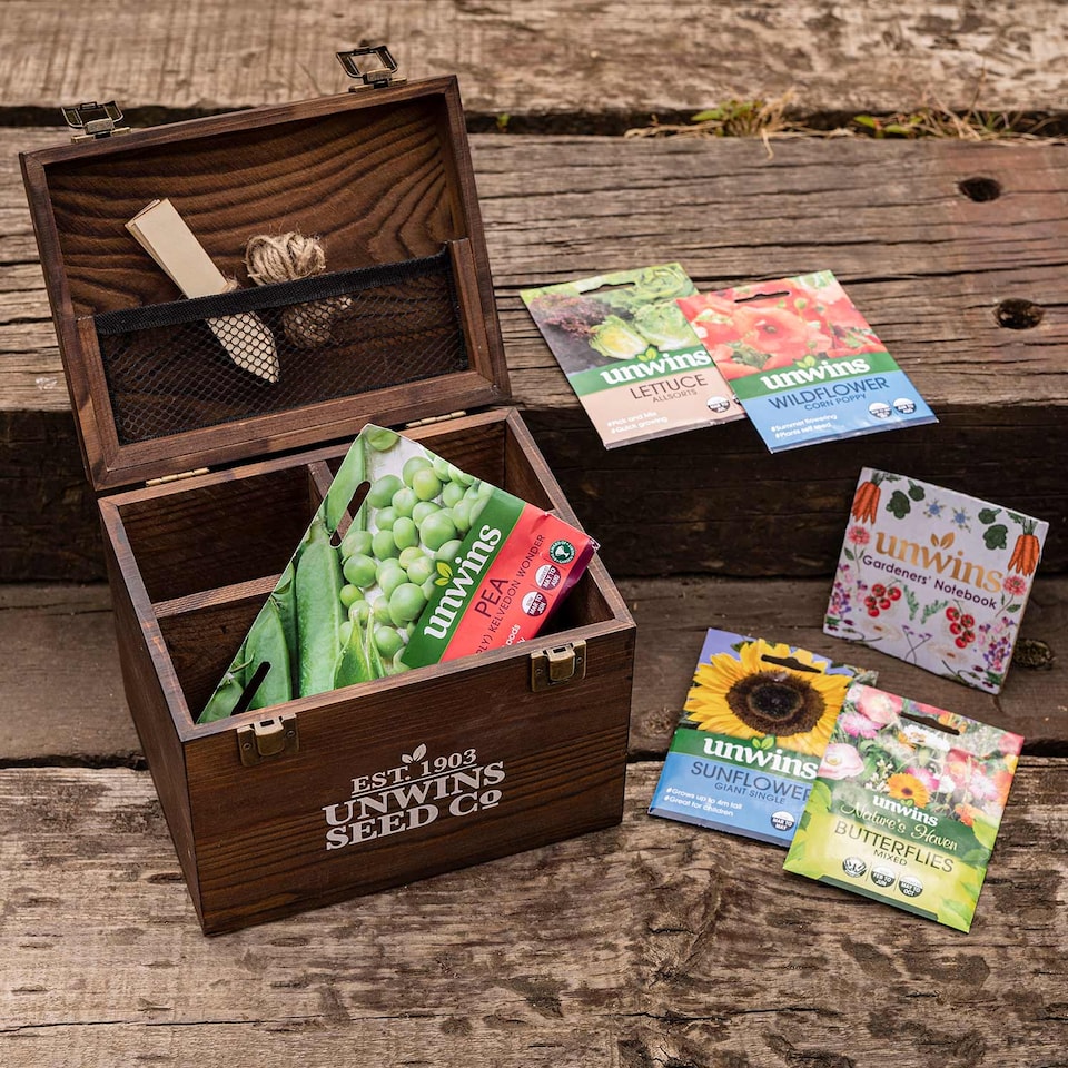 image 1 of Marshalls Garden Gardeners' Seed Box | Brown | Mixed | Flower Seeds