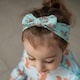image 2 of Ziggle Baby Top Bow Turban Headband - Squirrel | Blue | 1