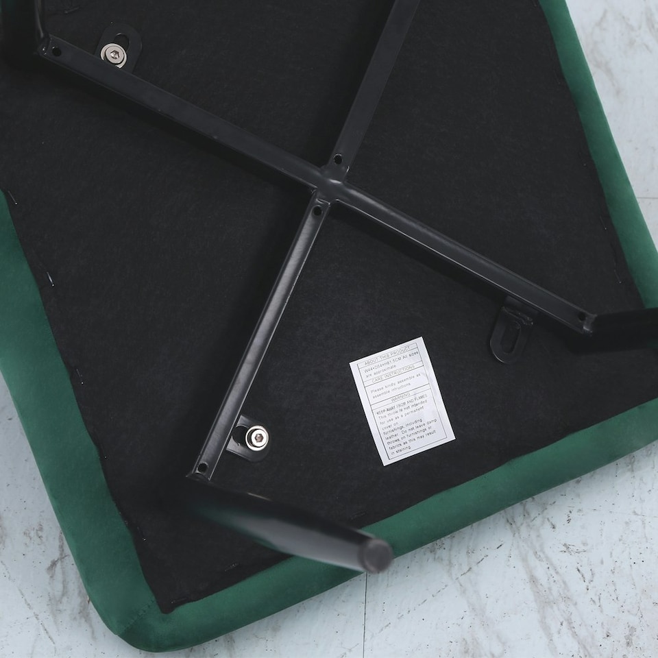 image 1 of Living and Home Set of 4 Modern Frosted Velvet Dining Chairs with Metal Legs - Green