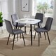 image 1 of Aspen White 80cm Square Dining Table with 4 Upholstered Cord Fabric Diamond Stitch Chairs - Stylish Compact Dining Set | Grey | Grey | 1