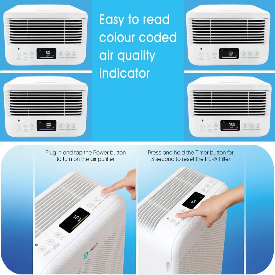 image 1 of PureMate Intelligent True HEPA Air Purifier with Advanced Air Quality Sensor