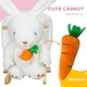 image 8 of HOMCOM Kids Rocking Horse, Plush Rabbit-Shaped Baby Rocking Animal with Carrot Toy, Safety Harness, Realistic Sounds, Foot Pedals, for Toddlers Aged 18-36 Months - White