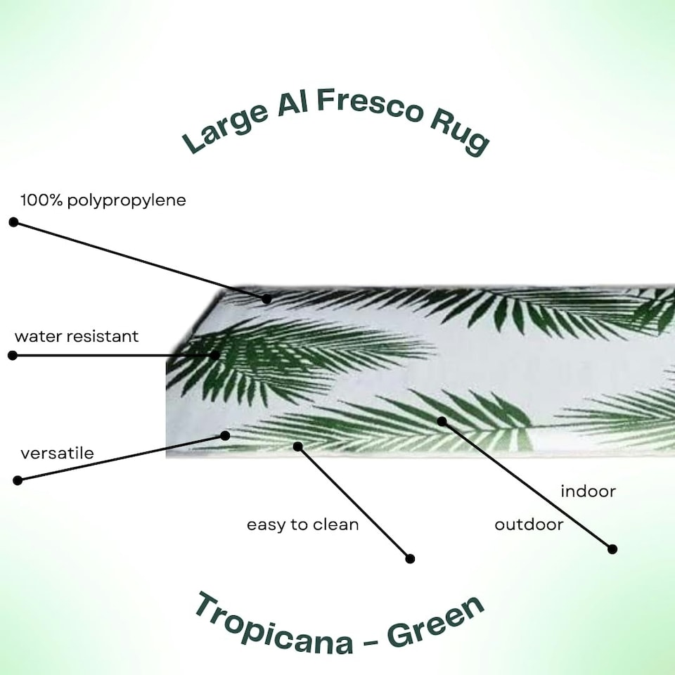 image 1 of Marco Paul Green Tropical Leaf Outdoor Rug Green | 180 x 120cm