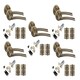 image 1 of Golden Grace 5 Set Indiana Design Door Handles in Antique Brass Finish with Tubular Latch and 1 Pair of 3" Ball Bearing Hinges Gold