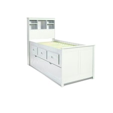 Veera White Guest Bed With Drawers No Trundle And Theo Pocket Sprung Mattress