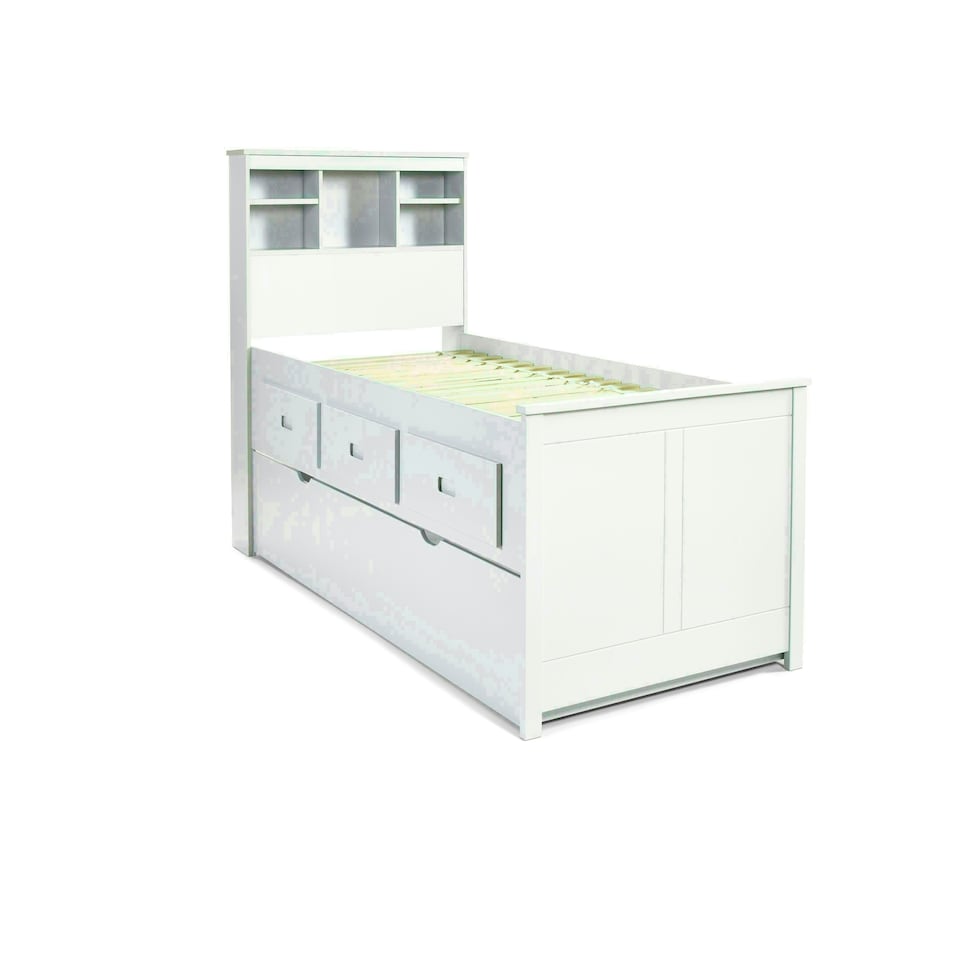 image 1 of Veera White Guest Bed With Drawers No Trundle And Theo Pocket Sprung Mattress