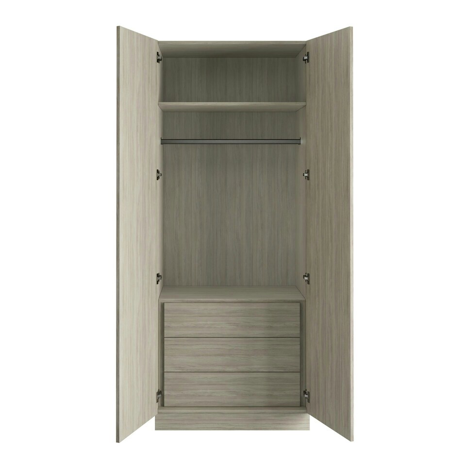 image 1 of Shaker Urban Oak Double Wardrobe with Single Rail & Internal Drawers Brown