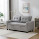 image 8 of Hudson 2-Seater Sofa Bed Linen Fabric with Cup Holders (Light Grey)