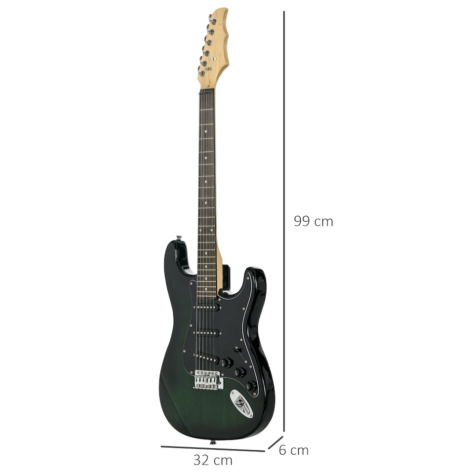 image 1 of SPORTNOW 6 String Right-Handed Electric Guitar, with 20W Amp, Digital Tuner, Space Strings, Picks, Shoulder Strap and Case Bag - Dark Green