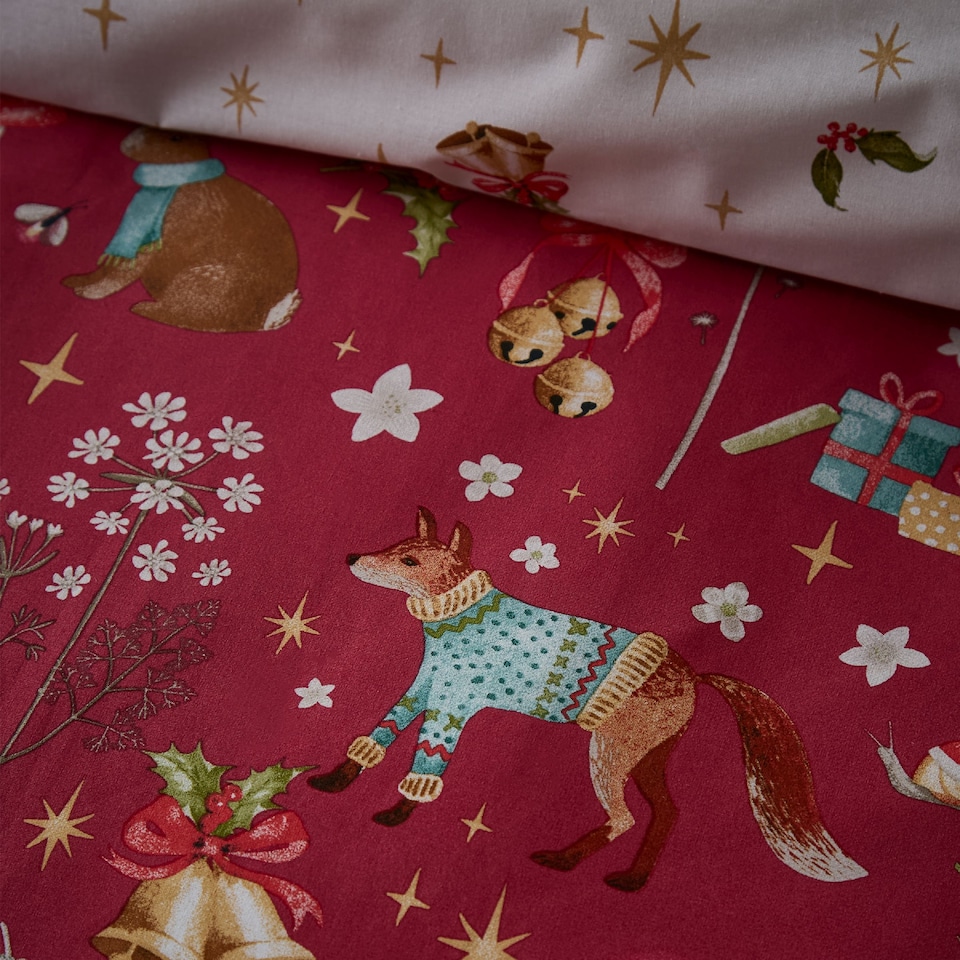 image 1 of Catherine Lansfield Christmas Enchanted Twilight Reversible Duvet Cover Set