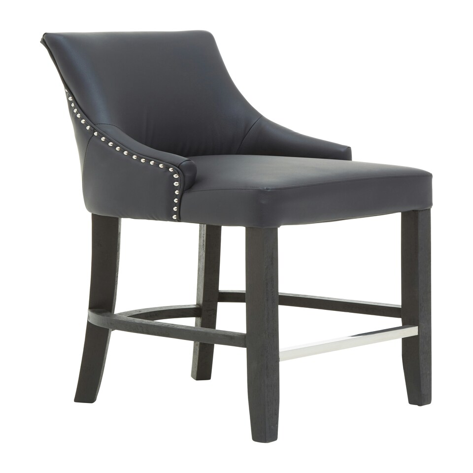 image 1 of Interiors by Premier Black Bar Stool with High Back, Velvet Seat Breakfast Bar Chair, Kitchen Stool with Footrest, Chair for Bar