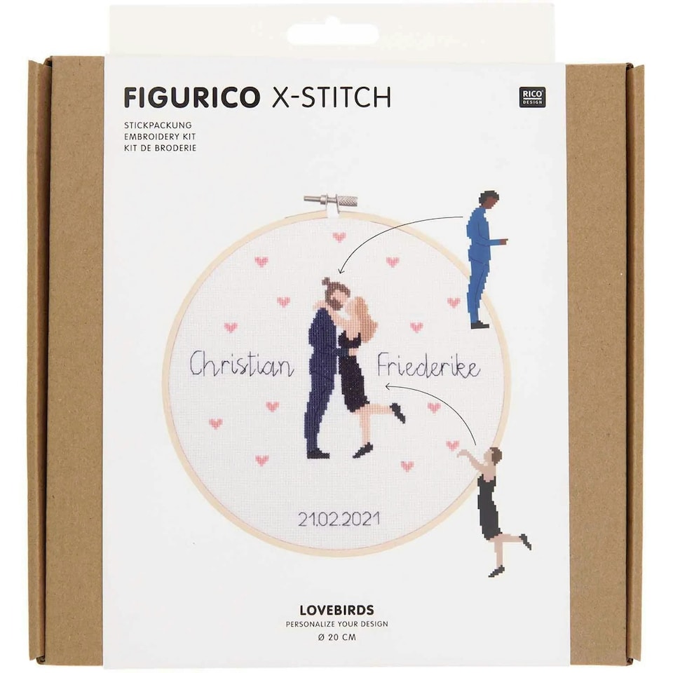 image 1 of Rico Design Yarn Figurico Embroidery Kit Love Birds | Multi