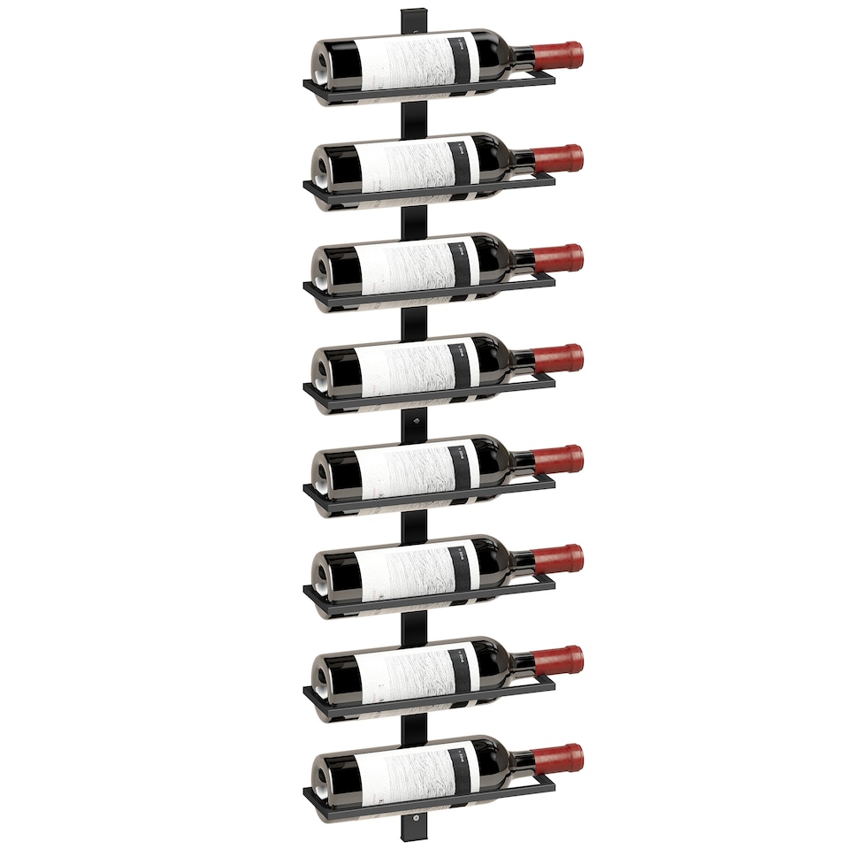 image 1 of HOMCOM Wall Mount Wine Rack for 8 Wine Bottles, Black