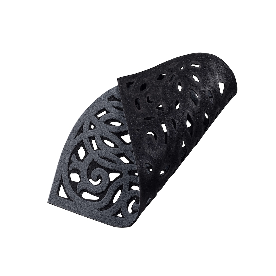 image 1 of Nicoman Victorian Style Halfmoon Rubber Outdoor Door Mat Grey 75 x 44cm | Grey | Open Back (For Outdoors)