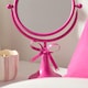 image 2 of OHS Bow Pedestal Free Standing Swing Makeup Vanity Mirror | Pink | Hot Pink
