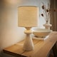 image 2 of ValueLights Cady Stone Effect Natural Table Lamp with Drum Shade