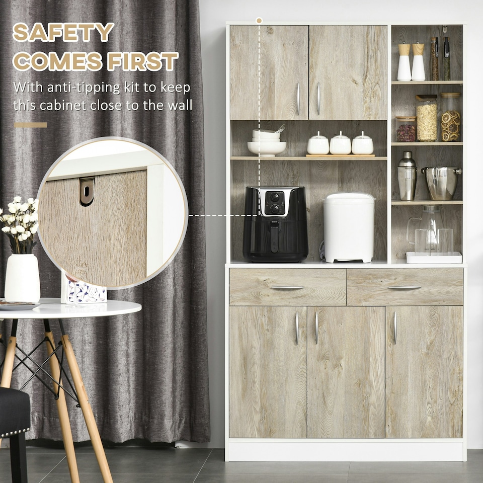 image 1 of HOMCOM Kitchen Buffet w/ Hutch Multi Storage Cupboard Cabinet Server Sideboard
