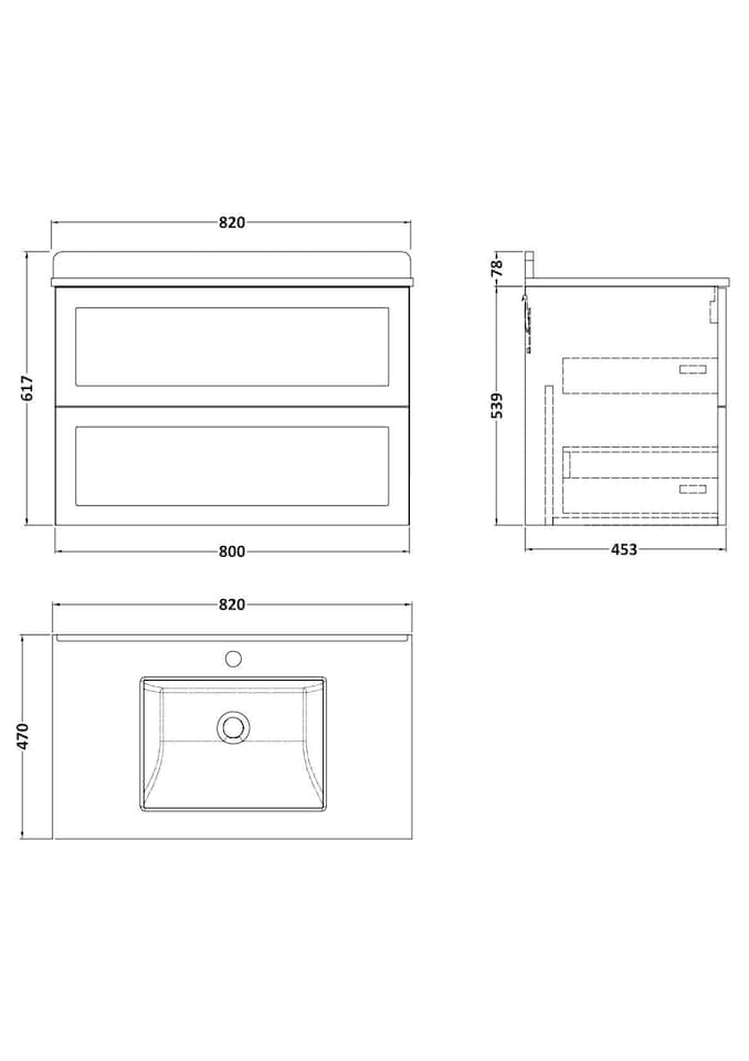 image 1 of Stonnall Traditional Wall Hung 2 Drawers Vanity Unit with Marble Top with Basin, 800mm, Reed Green