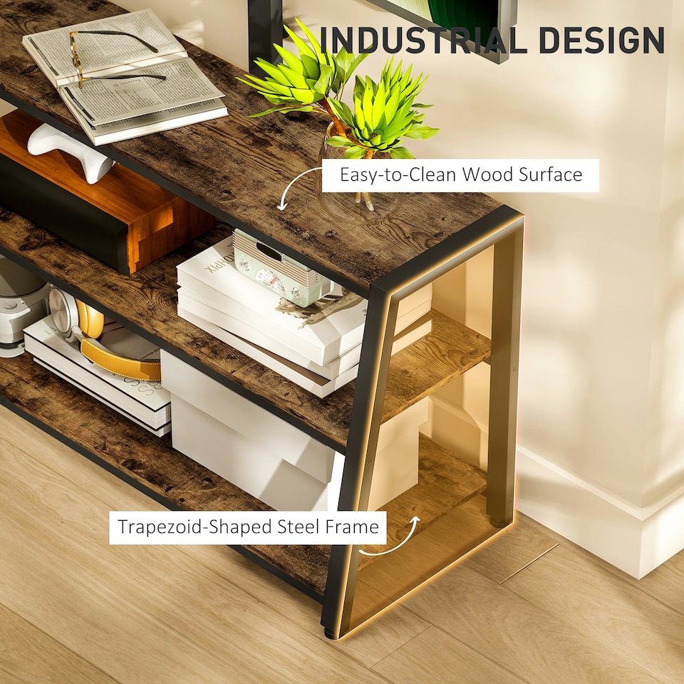 image 1 of HOMCOM TV Stand Cabinet with Swivel Bracket for 32 - 70 Inch TVs Brown