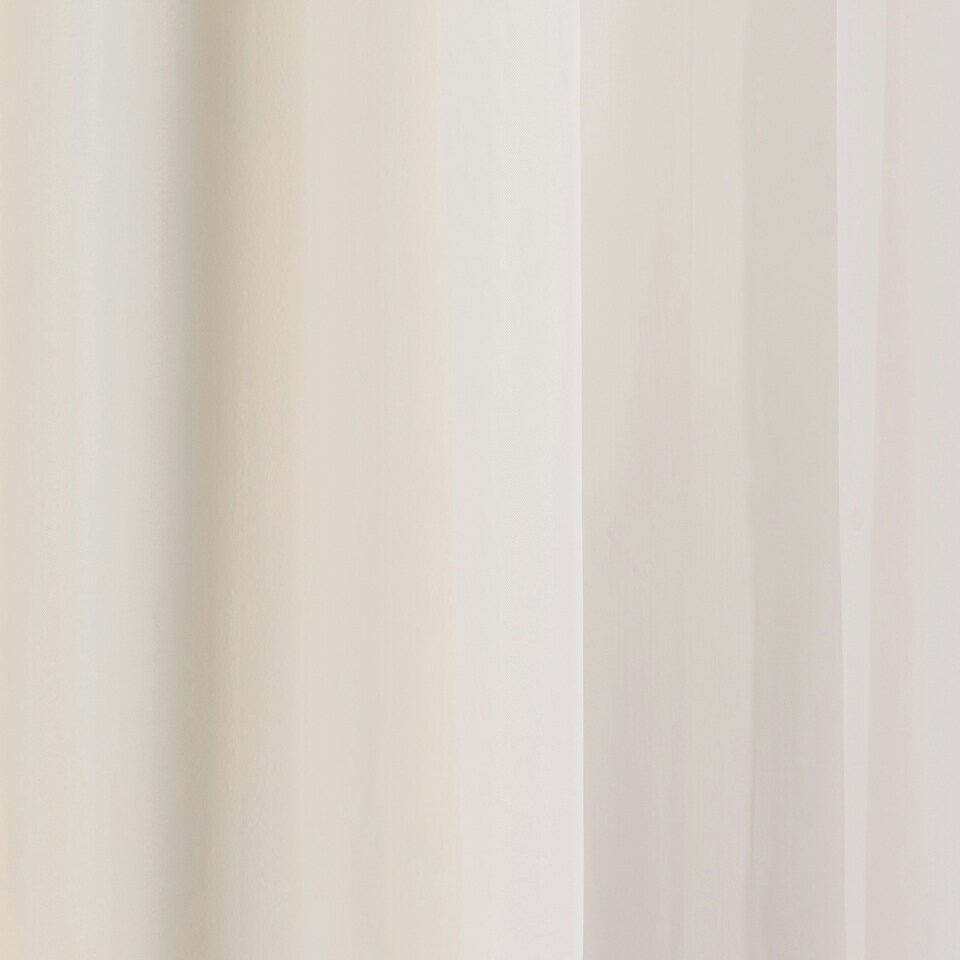 image 1 of Pair of Crystal Cream Plain Voile Panels 137 cm (54 inch) Rod Pocket Panels for Bedroom and Living Room