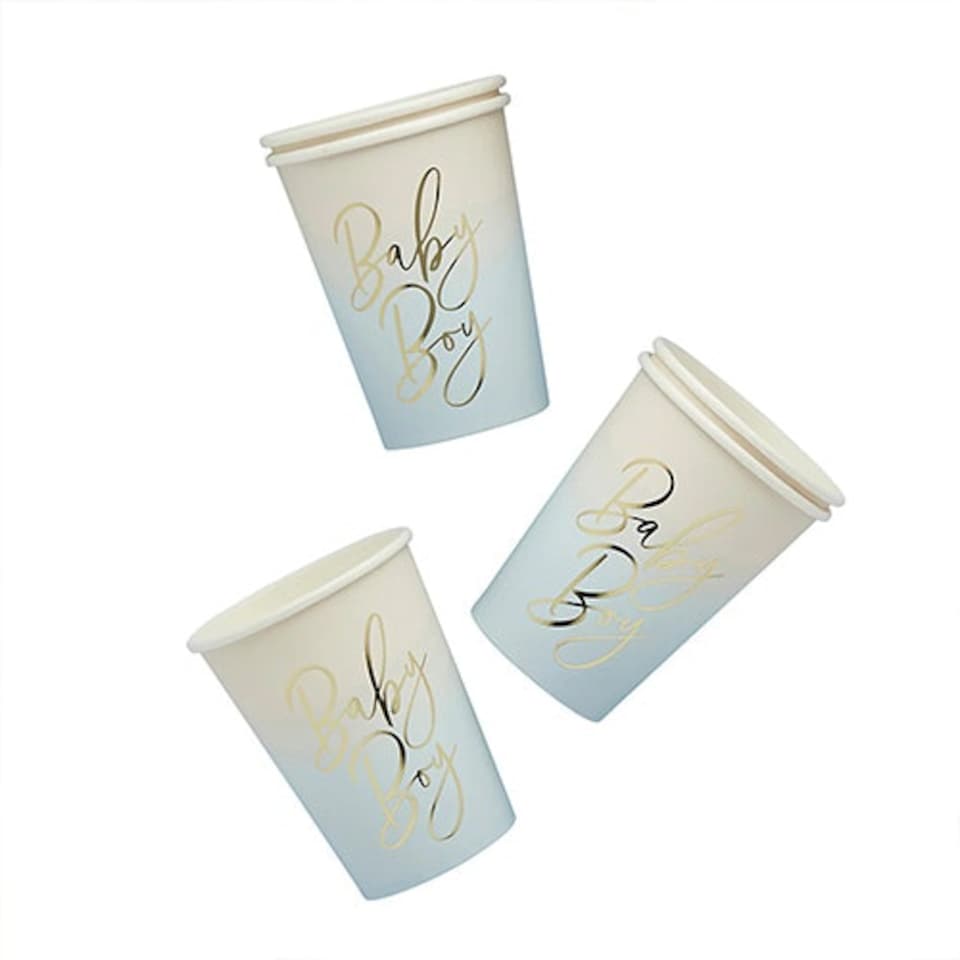 Blue Ombre Baby Boy Paper Cups 230ml - Pack of 8