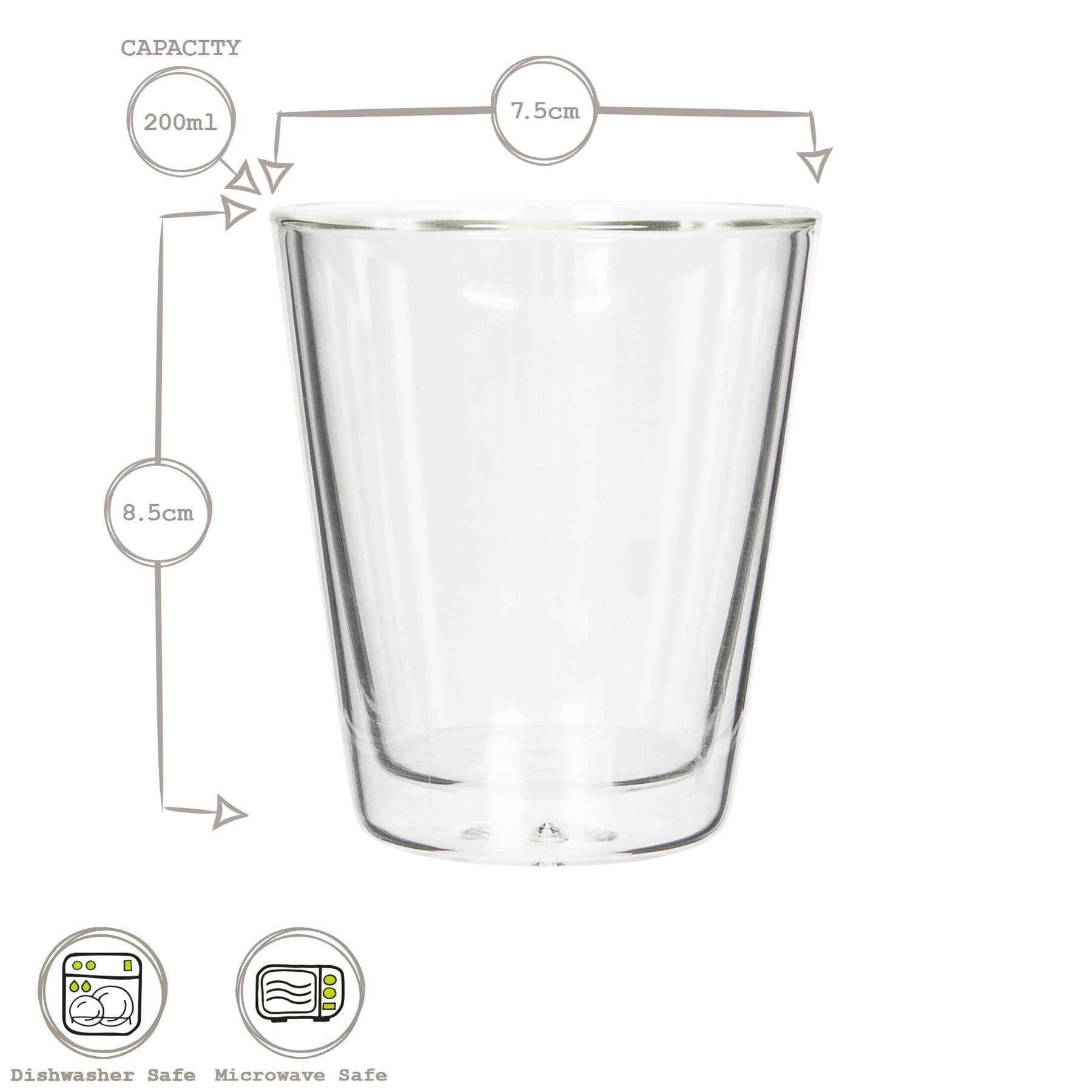 Rink Drink 200ml Double Walled Glasses Set - Set of 4 - Heat Resistant Tumbler Cups Insulated Glass Drinking Glasses Clear Clear One Size 4
