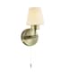 image 1 of Modern Antique Brass and Opal Glass IP44 Rated Bathroom Wall Lighting Fixture | Gold
