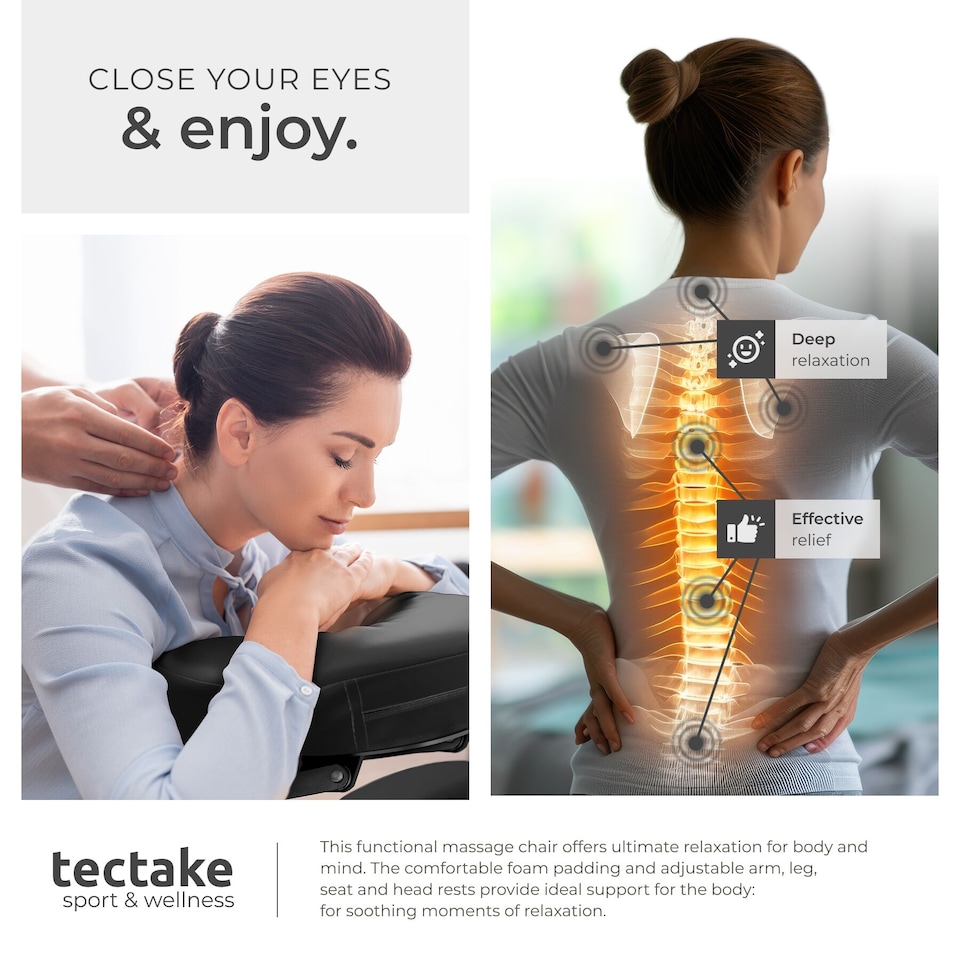 image 1 of Massage Chair - foldable, cushions for head, chest, arms and seat, with carry bag | Black | black | 1