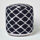 image 1 of Homescapes Circular Blue and Natural Colour Ikat Round Footstool
