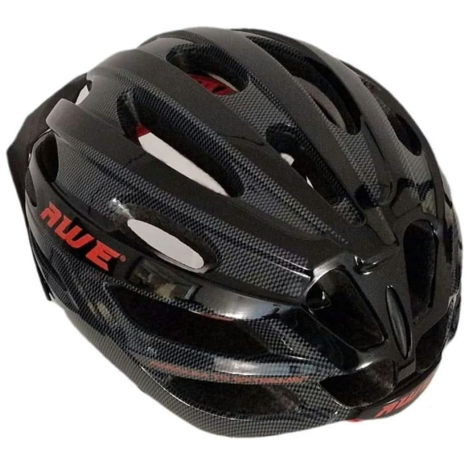 image 1 of AWE AweAir In Mould Adult Bike Helmet Large 58-61cm Black/Carbon/Red Crash Guarantee* | Black | Carbon