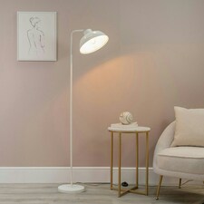 ValueLights Morris White Retro Dome Metal Freestanding Floor Lamp with LED Bulb