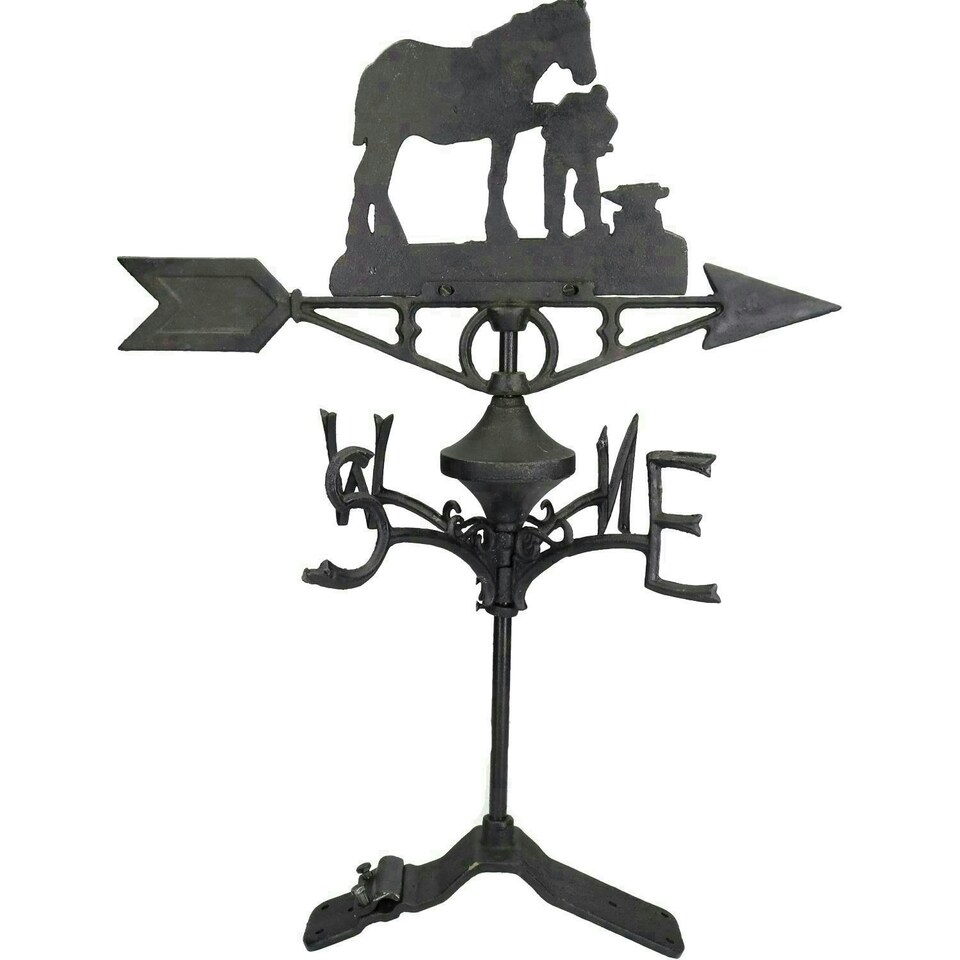 image 1 of Horse / Mare Farrier Weather Vane Vain Ridge Mount House Roof Cast Iron Shoe