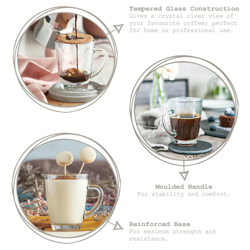 image 1 of LAV Vega Glass Coffee Mugs - 300ml - Clear - Pack of 6 Clear