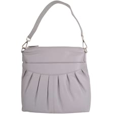 Soft Leather Ruched Detail Detachable Strap Cross Body Shoulder Bag Grey | Light Grey