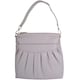 image 1 of Soft Leather Ruched Detail Detachable Strap Cross Body Shoulder Bag Grey | Light Grey