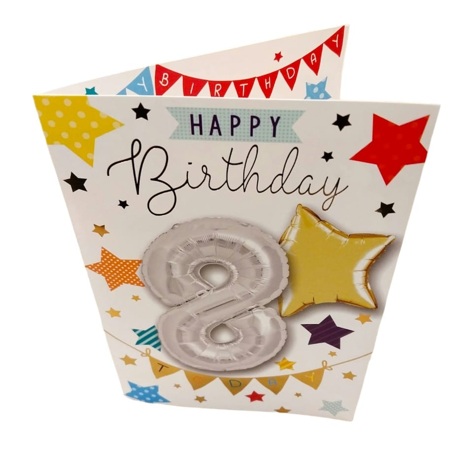 image 1 of Happy Birthday 8 Balloon Boutique Greeting Card