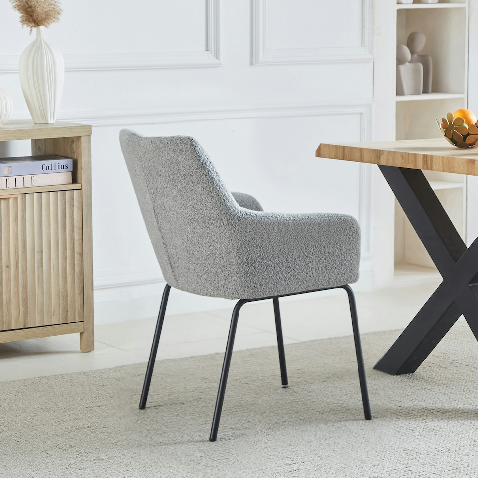 image 1 of Set of 2 Maranello Fabric Dining Chairs - Light Grey