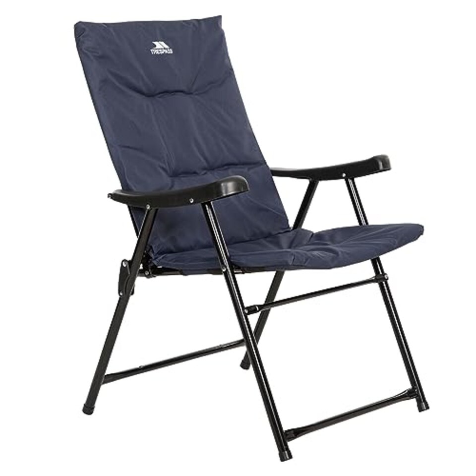 image 1 of Trespass Paddy Folding Camping & Garden Deck Chair - Foam Padded Seat, Steel Frame, Foldable Lightweight 3.8kg, H93 X W60 X D60cm