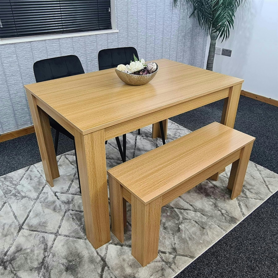 image 1 of Dining Table Set with 2 Chairs Dining Room and Kitchen table set of 2, and Benches Black