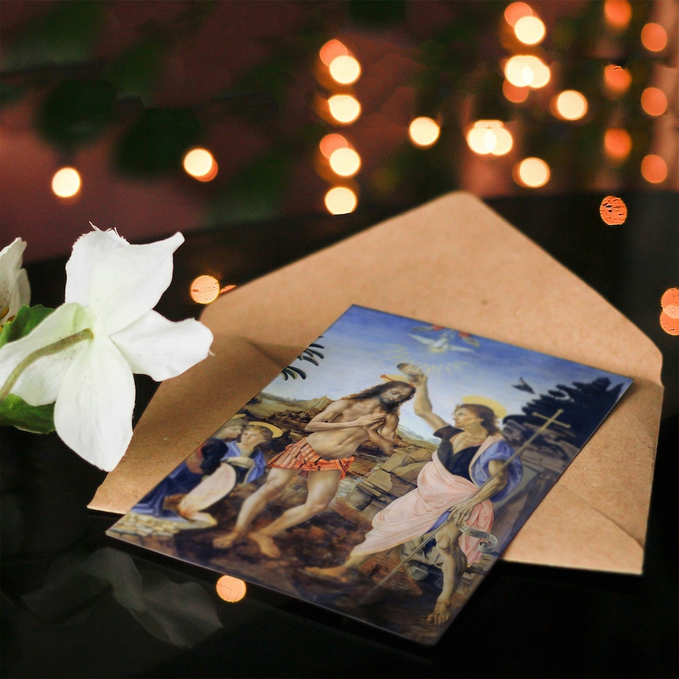 image 1 of Leonardo da Vinci Art Card Verrocchio Baptism of Christ