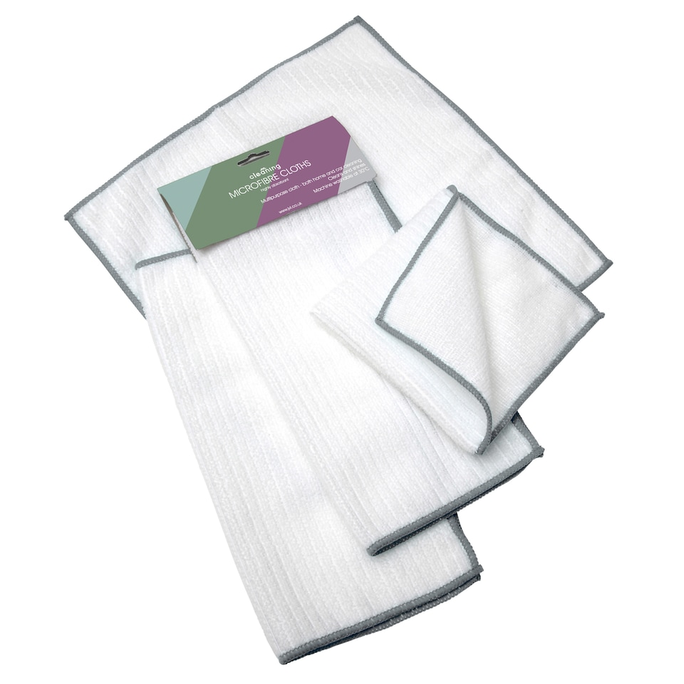 image 1 of JVL Microfibre Cleaning Cloth, White and Grey