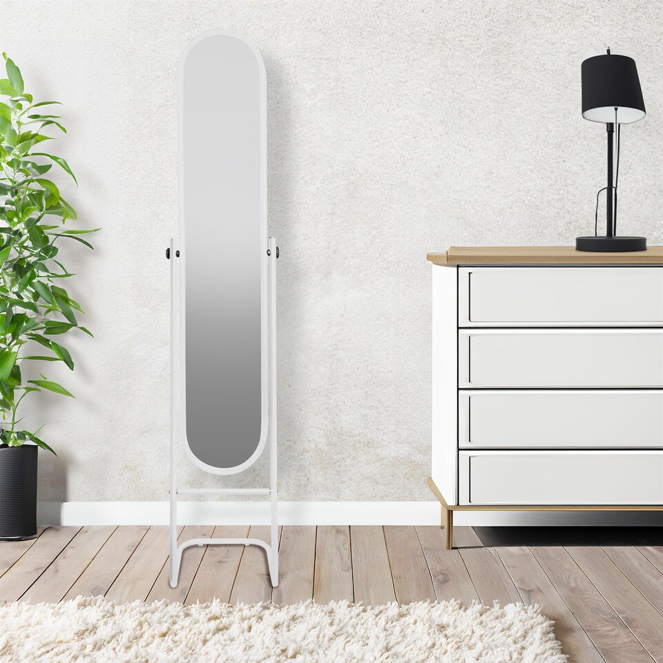 image 1 of Harbour Housewares Round Full-Length Mirror - 153cm x 30cm - White | White | White