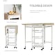 image 4 of HOMCOM Drop-Leaf Kitchen Trolley w/ 3 Baskets, Drawer, 6 Wheels, White