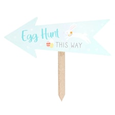 Something Different Egg Hunt This Way Sign - Blue/Brown - One Size