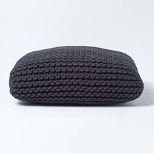 Homescapes Black Square Cotton Knitted Pouffe Floor Cushion | Black | 70 x 20 cm